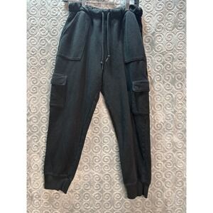 PINK Victoria's Secret Black Cargo Sweatpants Drawstring Waist Size Medium